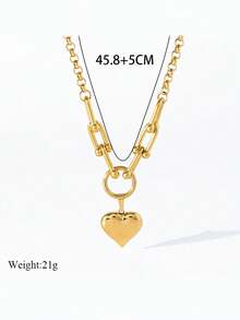 1 pieza Collar con colgante de acero inoxidable con forma de corazón, apto para uso diario - collar - Ver 8