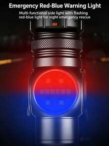 ZKBBO 1pc Rechargeable LED Flashlight High Power Tactical Torch, Digital Power Display, COB Side Light, Magnetic Base, Portable Flashlight For Camping, Hiking, Emergency - Black - View 5