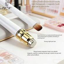 1pc Magnetic Light Therapy Nail Art Brush, 2-In-1 Multifunctional Cat Eye Magnetic Nail Art Brush - White - View 5