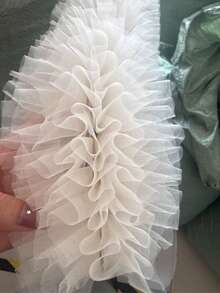 1 Yard Multi-Color Fluffy Tulle Ruffle Lace Trim, 3D Pleated Lace, Wedding Dress Hem DIY Sewing Supplies - Multicolor - View 11