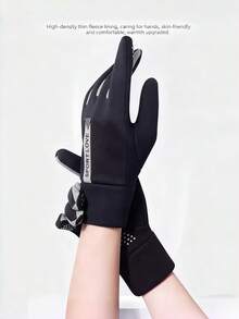 1 Pair Unisex Touchscreen Sensitive Anti-Slip Warm Sports Gloves - Windproof Thermal Lined Design, Suitable For Cycling, Running, Driving, Hiking, Camping And Daily Wear In Cold Weather Outdoor Activities - Multicolor - View 5
