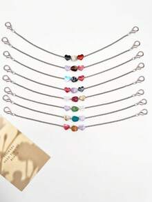 1pc Creative Heart-Shaped Faux Jade Magic Bean Bag Charm, Cute Mixed Color Heart Bag Chain, Handbag Pendant, Women's Wallet Charm And Chain Decoration, Backpack Travel Essential, Car Decor, Gift Bag Filler, Gift For Cute Her - Multicolor - View 1
