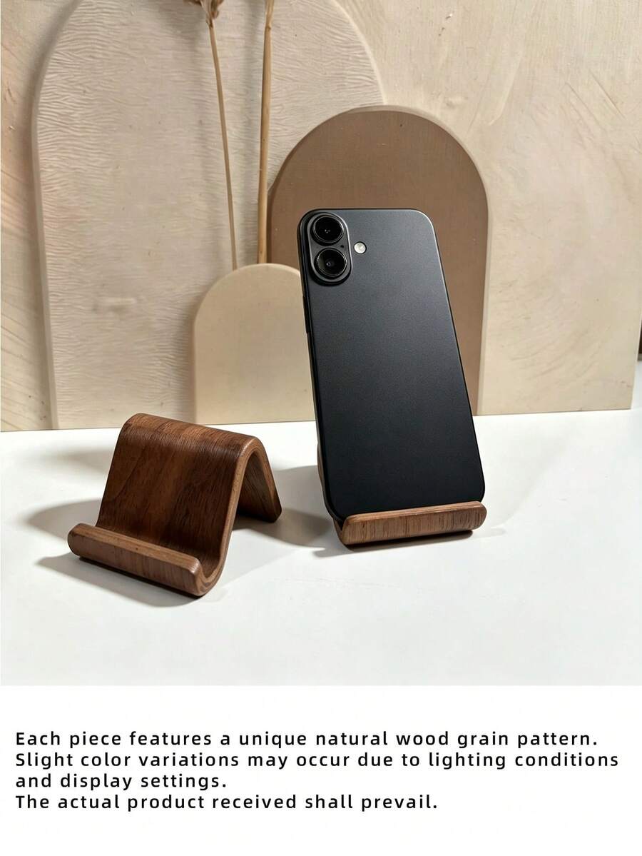 1pc Vintage Wooden Phone Stand, Suitable For Office Desk, Dining Table, Study Desk Or Office Decor, With Phone Storage Rack, Compatible With All Smartphones - Multicolor - View 1