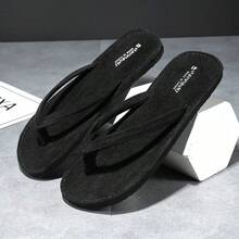 Men's Summer New Flip-Flops, Minimalist Textured Outdoor Wear Thong Sandals, Relaxed Style Men's Flip-Flops New, Soft Sole Non-Slip Versatile Casual Beach Slippers - Black - View 11