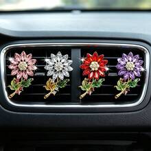 2/4pcs Crystal Sunflower Car Air Vent Aromatherapy Clip, Rhinestone Flower Decorative Fragrance Pad Interior Ornament - Crystal Flower - View 2