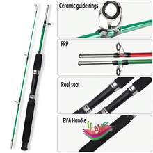 KecchKrezing 1m Fiberglass Mini Fishing Rod 2-Section Ultra-Light Ice Fishing Rod Portable Fishing Tackle - Multicolor - View 9