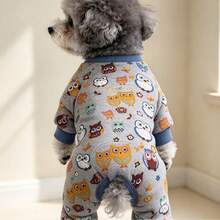Owl Print Soft Knitted Dog Pajamas, Warm Pet With Tail Opening, Cute Pet Loungewear For Small And Medium Dogs - Multicolor - View 4