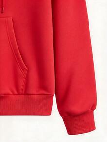 Sudadera con capucha para hombre corte holgado, estampado Santa con bolsa de regalos Merry Christmas, ropa navideña casual - Rojo - Ver 4