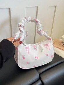 Gentle Sweet Floral Canvas Bag Women's New Drawstring Shoulder Bag Highly Attractive Floral Bow Underarm Bag - Multicolor - View 6