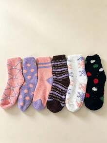 4/8/10pcs Plush Socks Comfortable Soft Fluffy Cute Animal Slippers Socks Warm Sleeping Socks Christmas Gift For Women, 1 Pair - Multicolor - View 8