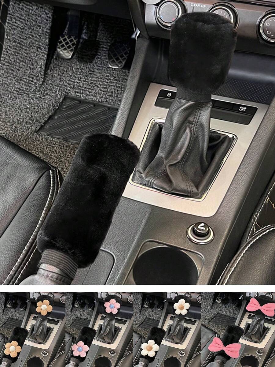 2pcs Car Handbrake Set, Gear Lever Set, Universal Gear Set, Gear Protection Set, Interior Decoration Set - A - View 1