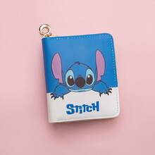 1pc Disney Cartoon European & American Style Stitch PU Wallet, Unisex Short Zipper Coin Purse, ID Card Holder - Multicolor - View 7