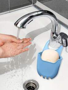 Bolsa colgante de drenaje para fregadero de cocina, estante de almacenamiento para esponja y paño, estante de drenaje para jabón de baño, estante de almacenamiento plegable sin taladro para grifo, bolsa de almacenamiento para cepillo de platos, cesta colgante de filtración creativa - 1 ud. - Ver 10