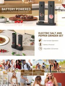CLITON مجموعة طاحونة الملح والفلفل الكهربائية، طاحونة التوابل التي تعمل بالبطارية مع ضوء LED أبيض وقابلية ضبط الخشونة، قاعدة فردية/مزدوجة/تخزين، أسود وفضي أسود، 4 بطاريات AAA غير مشمولة، هدية عيد الميلاد والذكرى السنوية للمطبخ - متعدد الألوان - مشاهدة 7