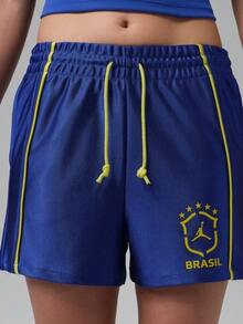 Jordan Women's AS W J BRK NOV KNIT SHORT P6 Knit Shorts IO2457-417 - Blue - View 2