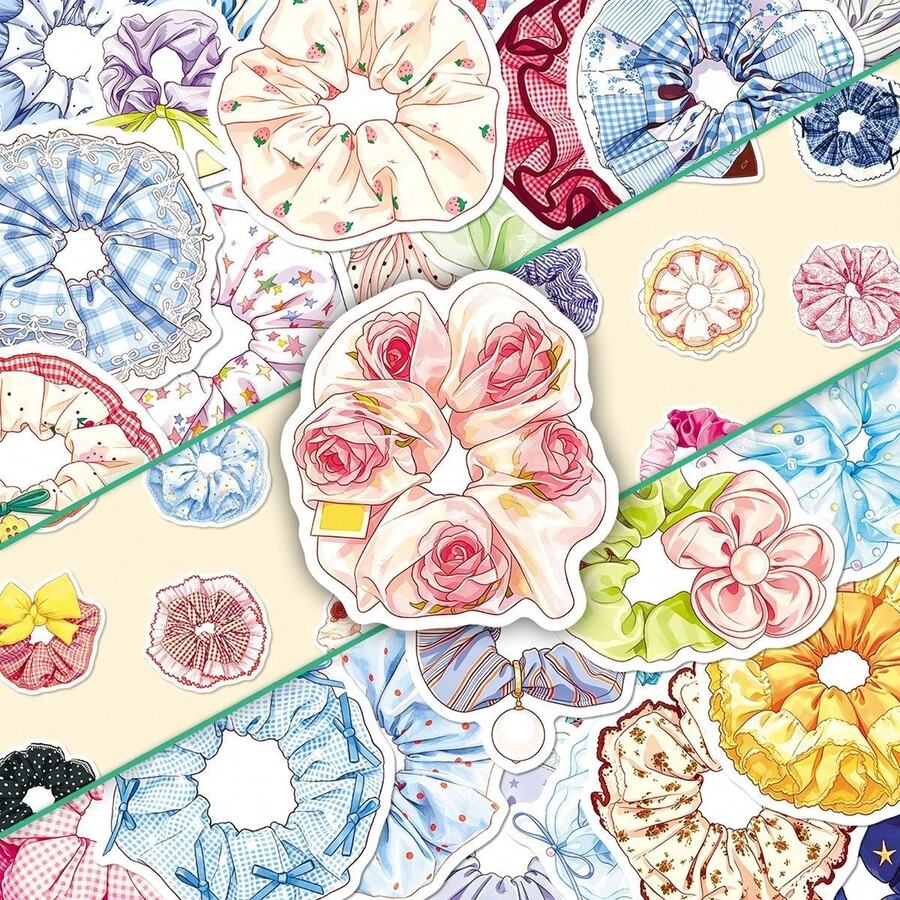 56pcs Beautiful Hair Tie Stickers For Laptop Water Cup Refrigerator ...