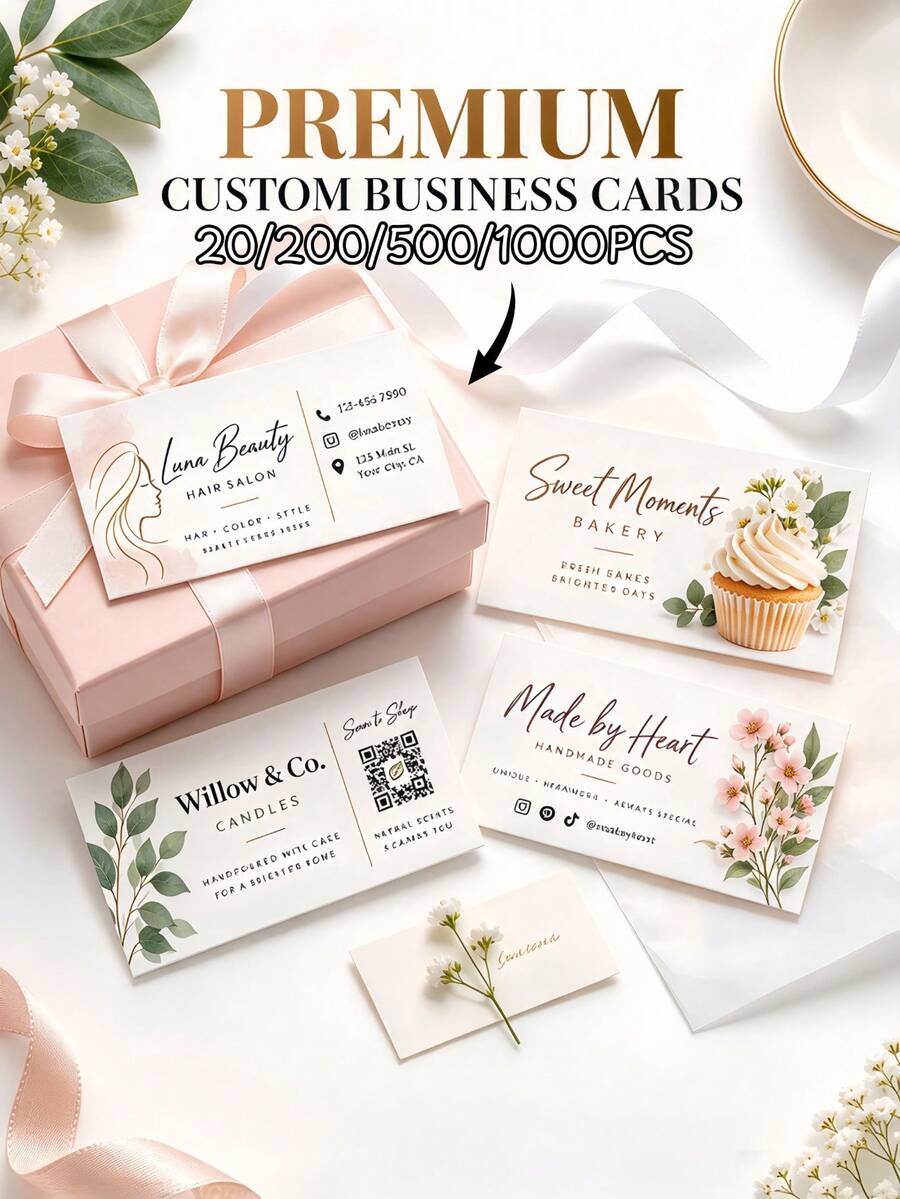 20/200/500/1000pcs Customized Business Cards, Personalized Full Color Logo/Photo/Design Card Printing, Suitable For Small Business, Office, Corporate Marketing Identity Cards, Trade Show Company Promotional Materials, Father's Day, Special Occasions - Multicolor - View 1