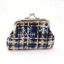 Christmas Clip Coin Purse Mini Coin Bag Fabric Small Wallet Plaid Coin Pouch, Suitable For Party Favors Storage/Cute Stuff/Christmas Stocking Fillers - Multicolor - View 7