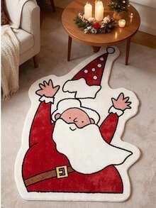 1pc, Washable Non-Slip Santa Claus Shaped Velvet Rug, Soft Non-Slip Floor Mat, Washable And Machine Washable, Santa Claus Design, Creates A Rich Christmas Holiday Atmosphere, Suitable For Living Room, Bedroom, Hallway, Dining Room And Other Living Scenes, Perfectly Matches Christmas Home Decor, Great Christmas Gift, Rugs, Carpet, Christmas Rug, Christmas Gift/Decor, Pink Area Rug, Pink Area Rug, Pink Rug, Rugs Living Room, Carpet Living Room, Kitchen Mat, Hallway Runner, - Multicolor - View 2