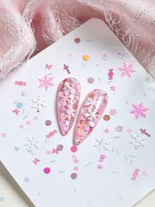 5g Bag Christmas Snowflake Candy Mixed Glitter Iridescent Sequins Nail Art Decor DIY Resin Handmade Decorative Stickers - Baby Pink - View 3