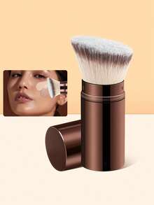SEPROFE 1 st utfällbar foundationborste, utfällbar rougeborste, kabuki-sminkborste med dammskydd, portabel design, supermjuka borst som passar ansiktet för slät naturlig makeup, sminkverktyg för daglig användning och resor - Kaffebrun - Visa 10