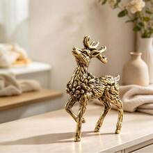 Brass Deer Small Ornament Desktop Decoration Craft Copper Animal Elk Sika Deer Figurine - A - View 5