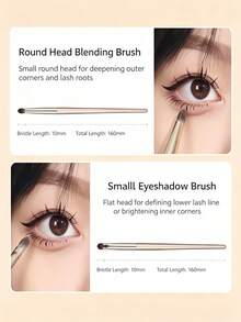 OBOVAY 8pcs Eye Brush Set, Soft Bristles Delicate And Non-Irritating, Eyeshadow, Blending, Nose Contour, Aegyo-Sal, Eyebrow, Eyeliner Brushes All-In-One, Long Handle For Easy Control, Beginners Can Easily Create Clean Eye Makeup, Suitable For Daily Commute And Party Looks - Multicolor - View 8