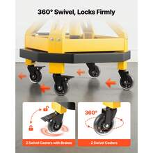 Rolling Shop Stool With Wheels, 19.7"-25.6" Adjustable Height, 360° Swivel, 330 Lbs Capacity, Garage Work Mechanic Stool With Backrest, Tool Tray Storage, Padded Seat Shop Chair, Black/Yellow - 330 Lbs - View 3