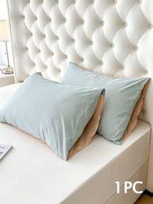 1pc Polyester Fiber Dual-Tone Envelope Pillowcase, No Insert, Bedroom Bedding, Dorm Decor. - Multicolor - View 2