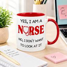 Funny Nurse Humor Coffee Mug, Yes I Am A Nurse Stethoscope Graphic Quote Cup, Relatable Medical Worker Drinkware, Birthday Appreciation Gift For Nurse - Multicolor - View 9
