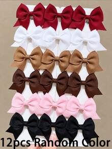 1/6/12/18pcs Autumn/Winter Cute Style Textured Bow Hair Clips, Women's Solid Color Ballet Style Hair Clips, Adorable School Style Daily Hair Accessories - Multicolor - View 6