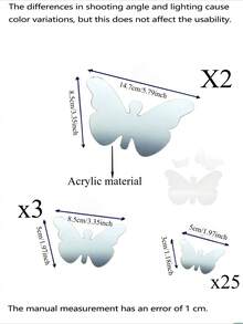 30pcs/Set Butterfly-Shaped Silver Acrylic Wall Decals,Removable And Easy To Stick,Decor For Baby Nursery,Kids Bedroom,Home,Room & Party Background - Multicolor - View 3