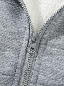 Men's Casual Loose Thermal Lined Thick Hooded Jacket - Grey - View 7