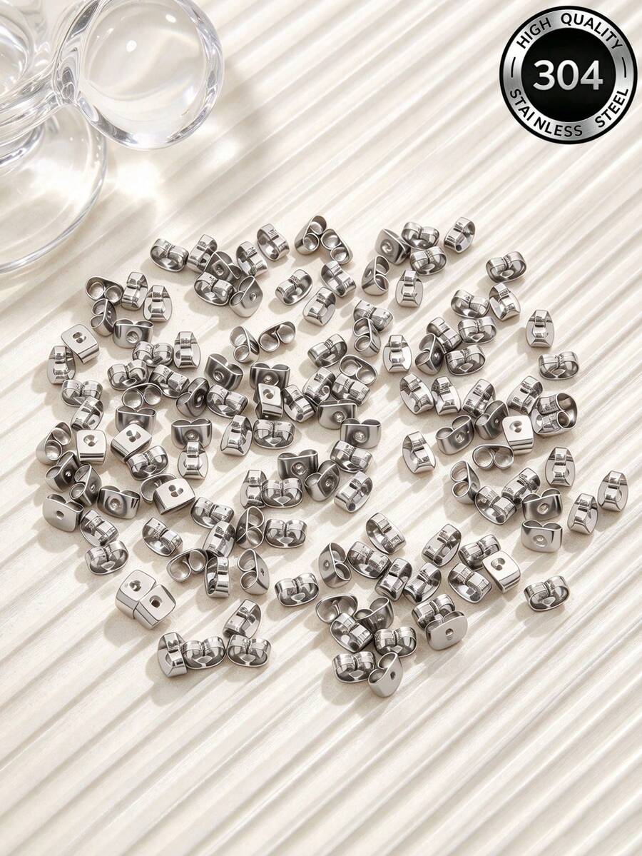 50/100pcs Stainless Steel Earring Backs Butterfly Clutch Anti-Drop Earplugs For DIY Jewelry Making Earrings Studs Accessories Materials - Stainless Steel Earplugs - View 1