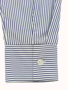 Women's Fashion Versatile Blue Striped Casual Long Sleeve Shirt - Blue - View 6
