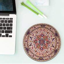 Round Mini Persian Carpet Pattern Mouse Pad Table Rug Anti-Slip Mat Desktop 20x20cm Game Computer Mat Desk Mat Rubber Waterproof Anti-Slip Gaming Esports User Keyboard Mousepad - View 27