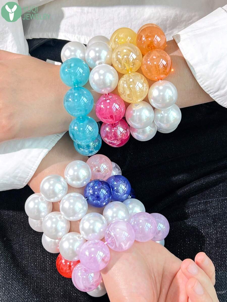 1件新款3D水果串珠手鍊 Y2K 春季多巴胺水果元素飾品 適合女性 極簡甜美夏季度假配件 - 多色E - 查看 1