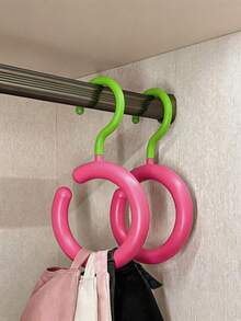 3pcs Colorful Closet Hat Hooks, Dopamine Creative Round Ring Hanging Rack, Dormitory Closet Hat Holder, Multi-Functional Home Storage Organizer, Suitable For Hats, Belts, Scarves Storage, Easy To Install And Remove, Stackable, Essential For Daily Outings - Multicolor - View 16