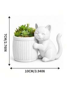 1PC 3D Printed Cute Cat Planter, Textured Desktop Succulent Pot, Suitable For Air Plants, Small Indoor Plant Decor, Creative Home Office Decoration, Gardening Gift For Cat Lovers And Plant Enthusiasts, Home Decor - Multicolor - View 8