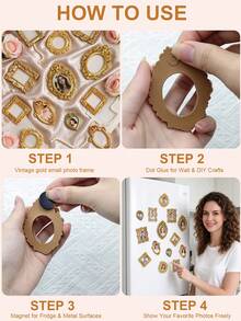 12pcs/10pcs/6pcs Set Vintage Mini Baroque Hollow Resin Photo Frame, DIY Dollhouse And Fairy Tale Scene Decoration, Mini Landscape Craft Ornament, Personalized Photo Display, Gift For Family And Friends, Jewelry Display And Nail Art DIY Accessory - Multiple Styles - View 12