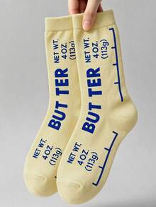 1 Pair/2 Pairs Fun Butter Theme Multi-Color Mid-Calf Socks, One Size Elastic Fit, Unisex - Multicolor - View 7