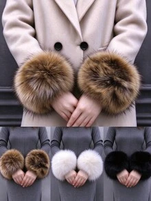 1 Pair Faux Rabbit Fur Wrist Cuffs Arm Leg Warmers Winter Boot Cuffs Warm Band Ring For Women - Multicolor - View 1