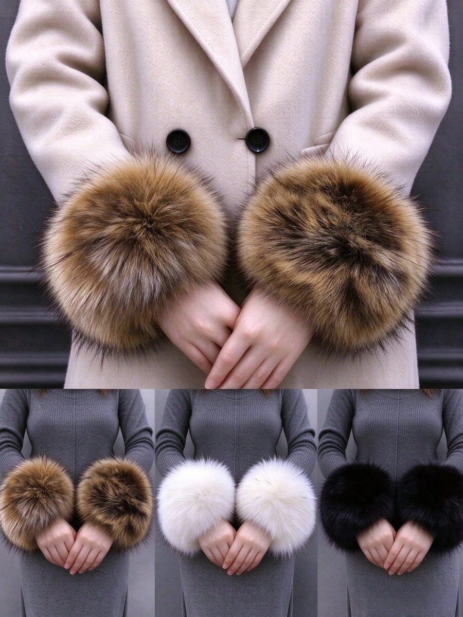 1 Pair Faux Rabbit Fur Wrist Cuffs Arm Leg Warmers Winter Boot Cuffs Warm Band Ring For Women - Multicolor - View 1