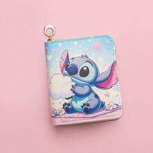 1pc Disney Cartoon European & American Style Stitch PU Wallet, Unisex Short Zipper Coin Purse, ID Card Holder - Multicolor - View 10