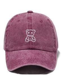 2/1Pc Printed Animal Bear Vintage Washed Baseball Cap Distressed Adjustable Couple Casual Sun Protection Hat For Women And Men,For Beach,Travel - Multicolor - View 5