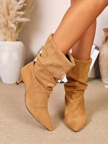 Women's New Stiletto Heel Elastic Slim Fit Sock Boots Mid-Calf Ankle Boots - Ginger - View 6