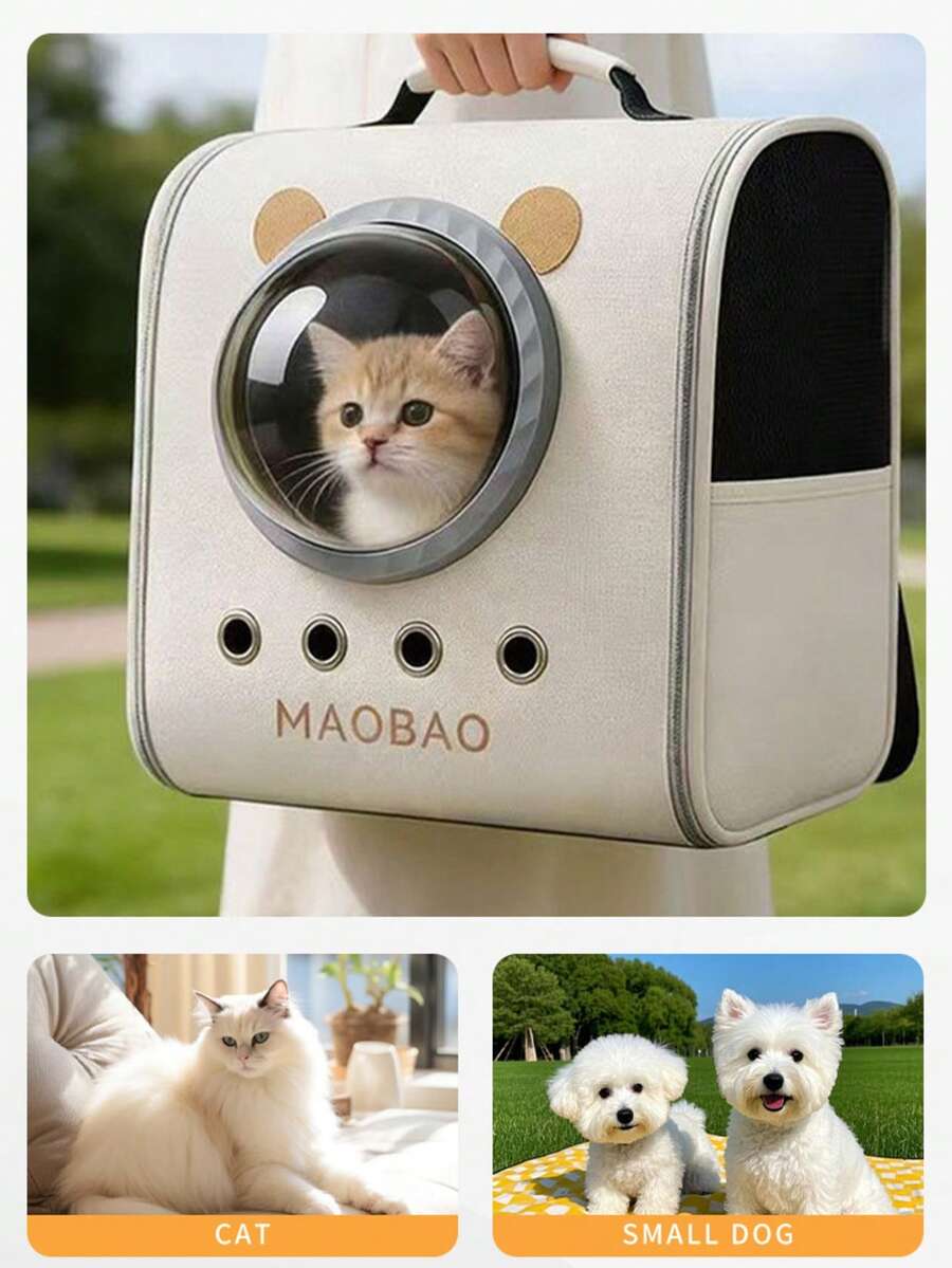 1pc Space Capsule Pet Backpack, Round Transparent Window And Multiple ...