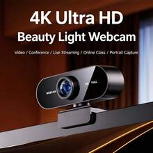 Webcam Full HD 1080P dengan Mikrofon, Cocok untuk PC dan Laptop, Kamera Kecantikan Peredam Kebisingan untuk Live Streaming, Bermain Game, dan Panggilan Video - View 1