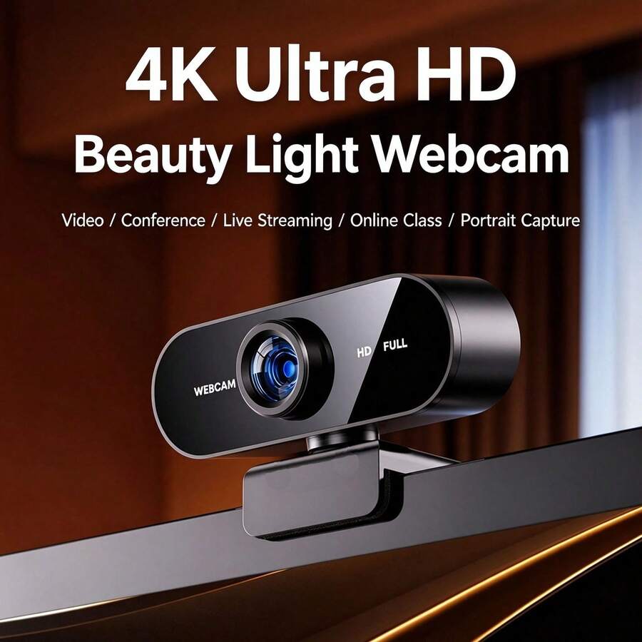Webcam Full HD 1080P dengan Mikrofon, Cocok untuk PC dan Laptop, Kamera Kecantikan Peredam Kebisingan untuk Live Streaming, Bermain Game, dan Panggilan Video - View 1