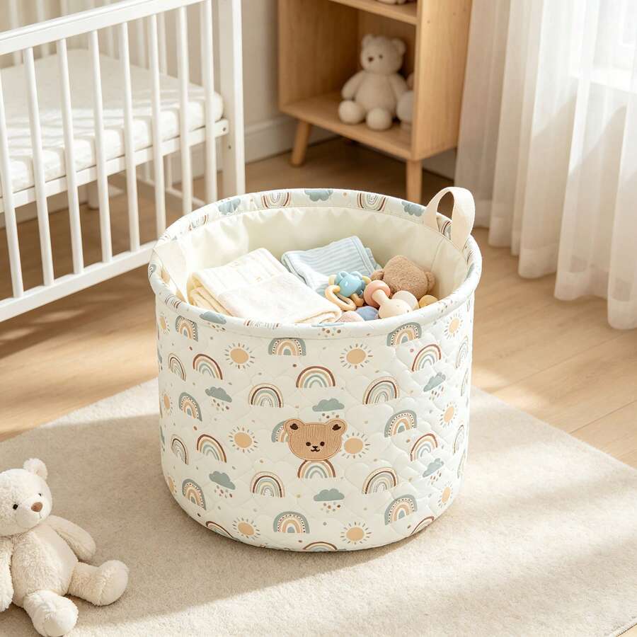 Giỏ đựng tã cho phòng trẻ em, túi đựng đồ chơi, giỏ đựng quần áo bẩn, thùng đựng đồ chơi lớn và đồ dùng linh tinh, họa tiết in - Nhiều màu - Xem 1